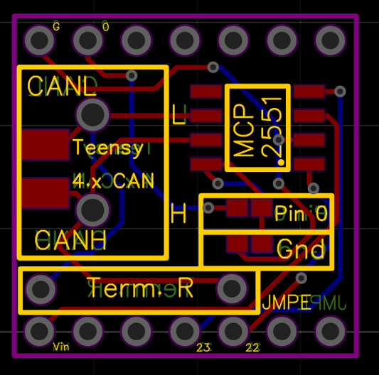 Teensy 4.x 4.0 4.1 CAN bus shield - 1x CAN