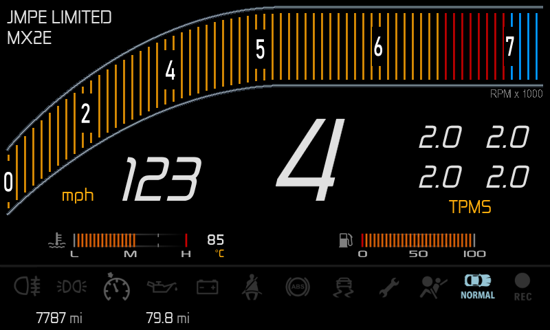 Lotus AIM MX2E dash screen modification service - TPMS readings, other customisation