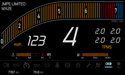 Lotus AIM MX2E dash screen modification service - TPMS readings, other customisation